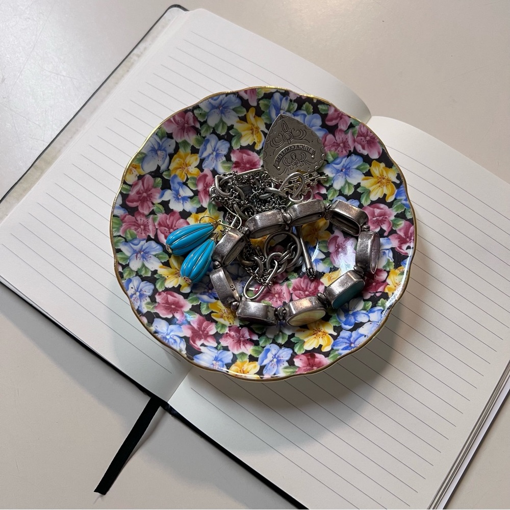 Vintage Radfords Bone China Multi Color Floral gold trim Print Saucer Dish - Picture 10 of 10